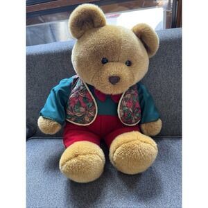 Vintage Commonwealth 1992 Christmas Teddy Bear With Festive Outfit Bow Tie 20"